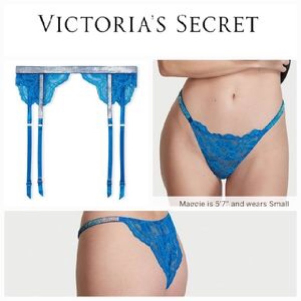 Victoria’s Secret Enamel Blue Shine SET Garter and panty